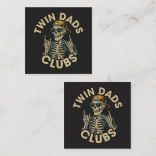 Skeleton Twin Dads Club Square Business Card