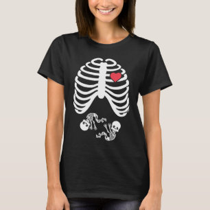 Skeleton Twin Pregnancy Halloween T-Shirt