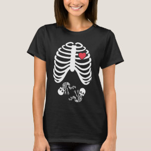 Skeleton Twin Pregnancy Halloween T-Shirt