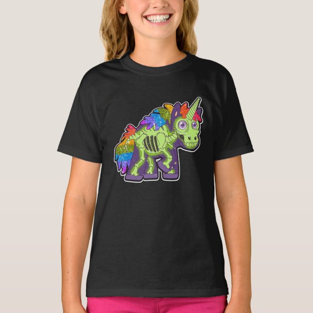 Skeleton Unicorn Halloween T-Shirt (Front)