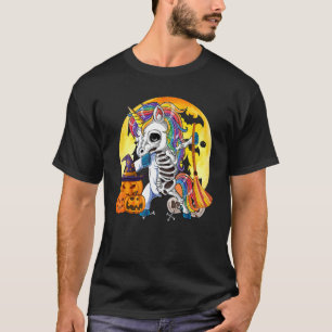 Skeleton Unicorn Red Moon Pumpkin Witch T-Shirt