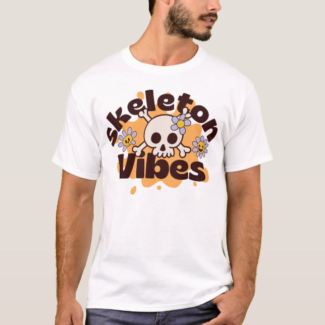 Skeleton Vibes Cute Skull Design T-Shirt (Front)