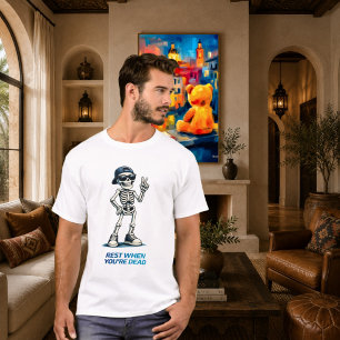 Skeleton Victory Sign Funny Humour Design T-Shirt