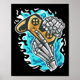 Skeleton Video Game Controller Player Gamer  Poster