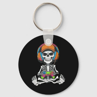 Skeleton Video Game Halloween Gaming Gamer Boys Me Key Ring