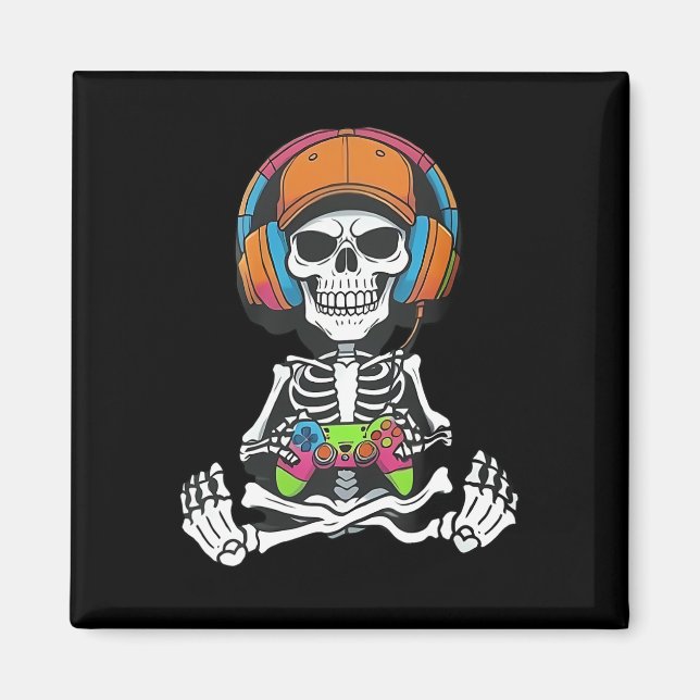 Skeleton Video Game Halloween Gaming Gamer Boys Me Magnet (Front)