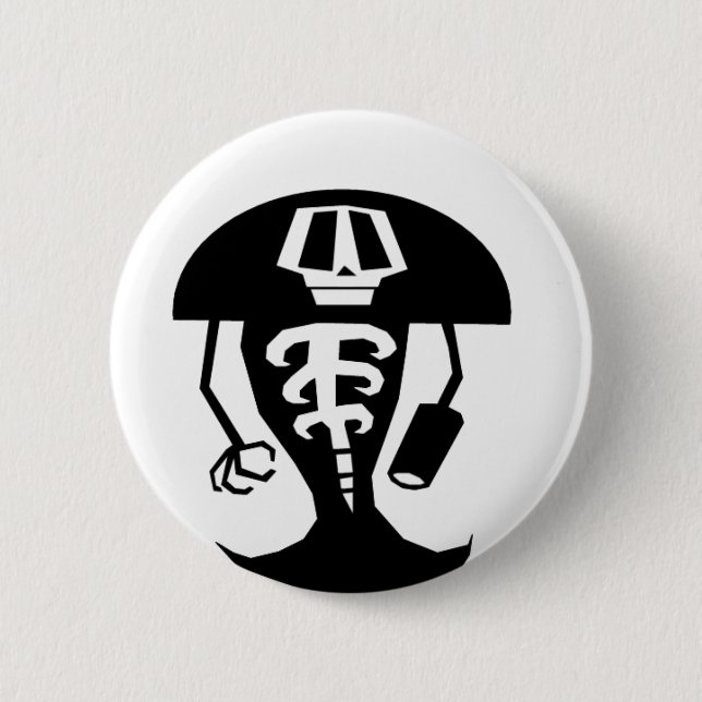 Skeleton warrior 6 cm round badge (Front)