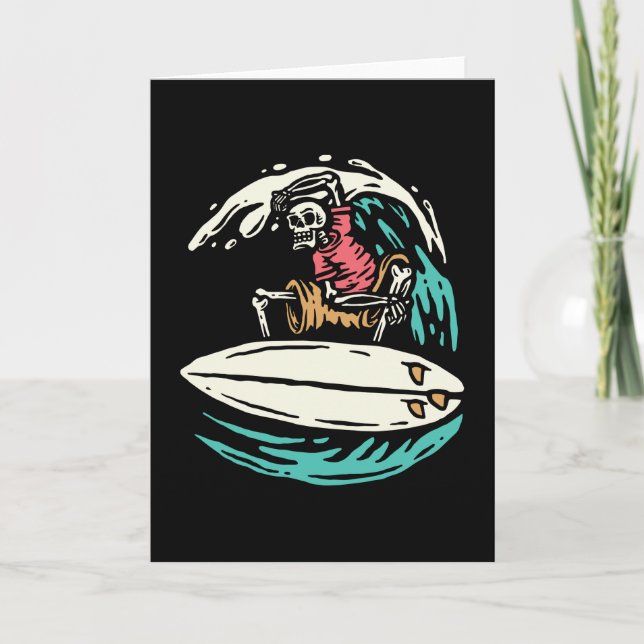 SKELETON WAVE RIDER SURF WAVES CARD (Front)