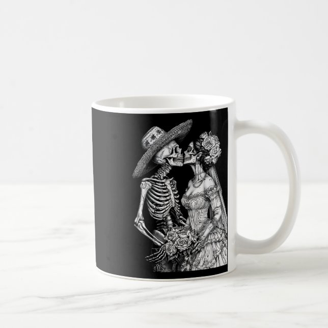 Skeleton Wedding Bride And Groom Day Dead Hallowee Coffee Mug (Right)