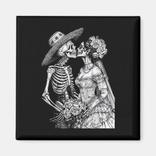 Skeleton Wedding Bride And Groom Day Dead Hallowee Magnet
