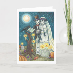 SKELETON WEDDING IN CEMETERY GREETING CARD Blnk