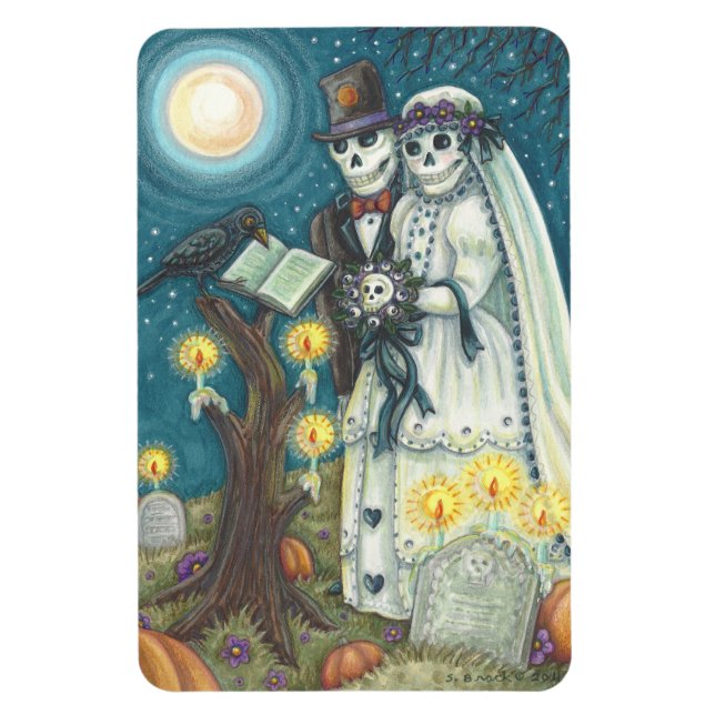SKELETON WEDDING IN CEMETERY MAGNET Rectangle (Vertical)