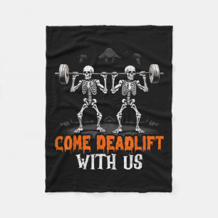 Skeleton Weightlifter Bodybuilder Workout Fitness Fleece Blanket