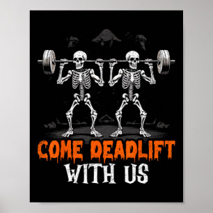 Skeleton Weightlifter Bodybuilder Workout Fitness  Poster