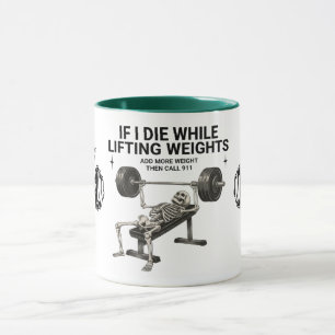 Skeleton Weightlifting Gym Call 911 Coffee Mug