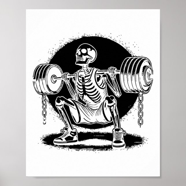 Skeleton Weightlifting Weightlifter Bodybuilding  Poster (Front)
