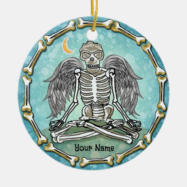 Skeleton Wings  Ceramic Ornament (Front)