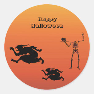 Skeleton Witch Halloween Classic Round Sticker