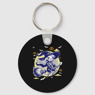 Skeleton Witch Halloween Hapness Have Fun Key Ring