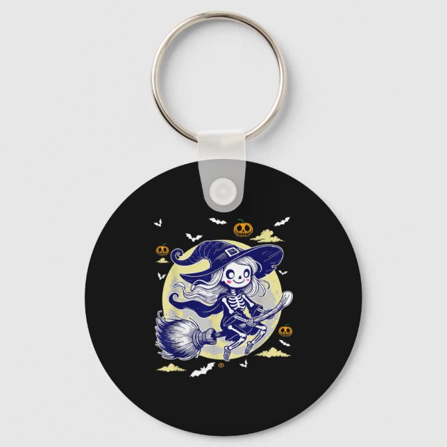 Skeleton Witch Halloween Hapness Have Fun  Key Ring (Front)