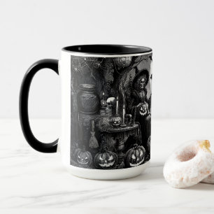 Skeleton Witch Pumpkin Mug