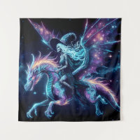 Skeleton Witch Riding A Dragon, Cosmic Fantasy Art