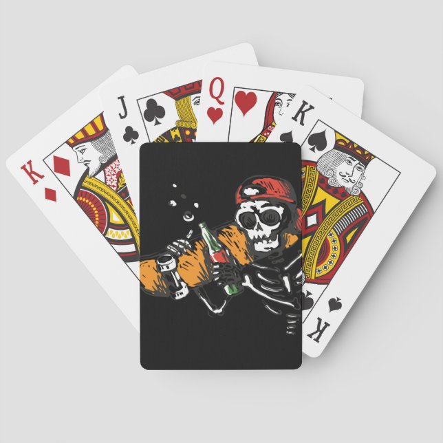 Skeleton With a Bottle on a set of  Playing Cards (Back)