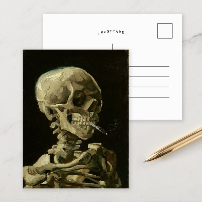 Skeleton with a Burning Cigarette | Van Gogh Postcard (Creator Uploaded)