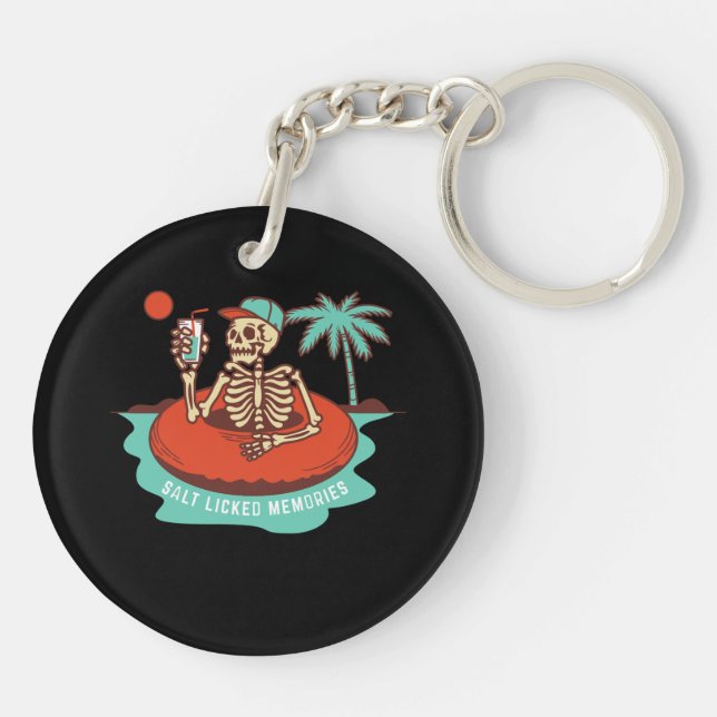 Skeleton with a Drink Floating on a  Key Ring (Back)