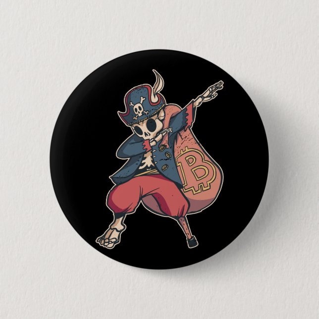 Skeleton with Bitcoin Logo 6 Cm Round Badge (Front)