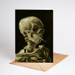 Skeleton with Burning Cigarette | Vincent van Gogh Card<br><div class="desc">Skull of a Skeleton with Burning Cigarette (1886) by Vincent van Gogh is a striking and unconventional still-life painting that features a human skull with a lit cigarette between its teeth. The dark background enhances the starkness of the skeletal figure, while the small plume of smoke adds a sense of...</div>