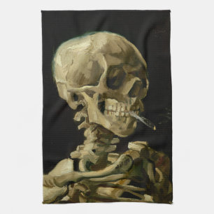 Skeleton with Burning Cigarette Vincent van Gogh Tea Towel