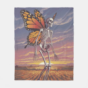 Skeleton with Butterfly Wings Design Blanket