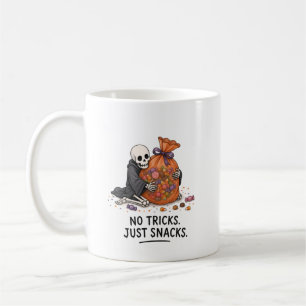 Skeleton with Candy Bag Funny Halloween Illustrati Coffee Mug