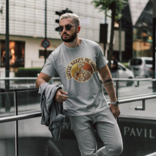 Skeleton With Coffee Retro Sunset  T-Shirt