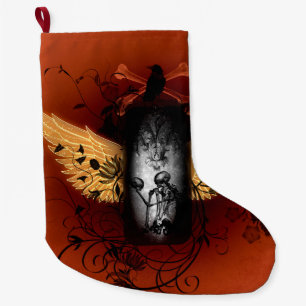 Skeleton with crow large christmas stocking