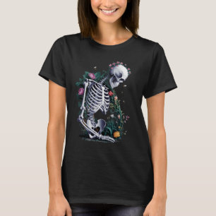 Skeleton with Flowers and Bees – Life and Death T-Shirt