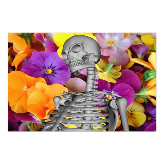 Skeleton  with Flowers Photo Print (Front)