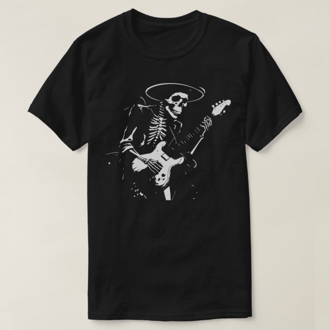 skeleton with hat playing the guitar T-Shirt (Design Front)