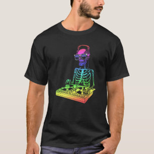 Skeleton With Headphones And Sunglasses Mixer Dj T T-Shirt
