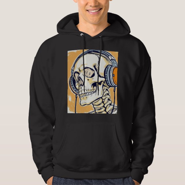 Skeleton with headphones hoodie (Front)