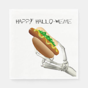 Skeleton with Hot Dog Halloween Paper Napkins