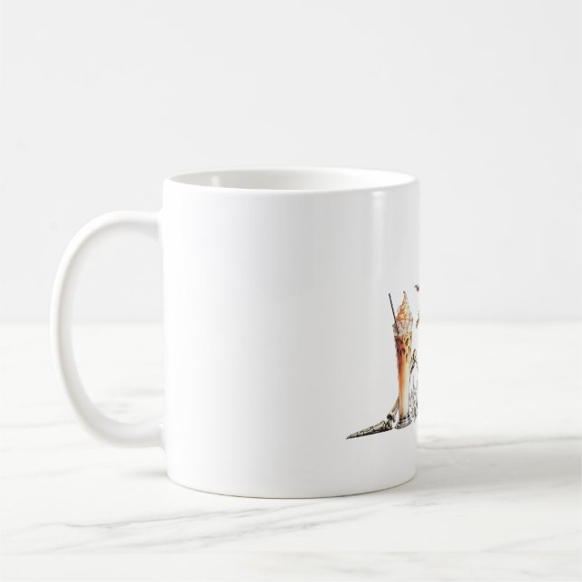 Skeleton with pumpkin and drink. Halloween. Coffee Mug (Left)
