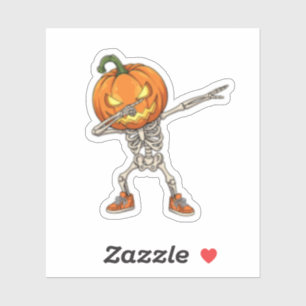 Skeleton with Pumpkin Head Dab Dance Halloween