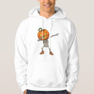Skeleton with Pumpkin Head Dab Dance Halloween Hoodie