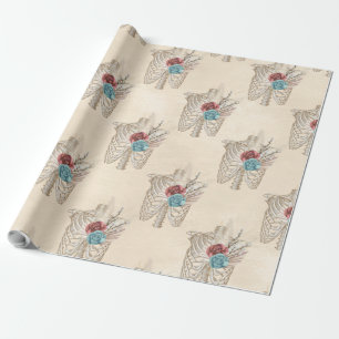 Skeleton with Roses Wrapping Paper