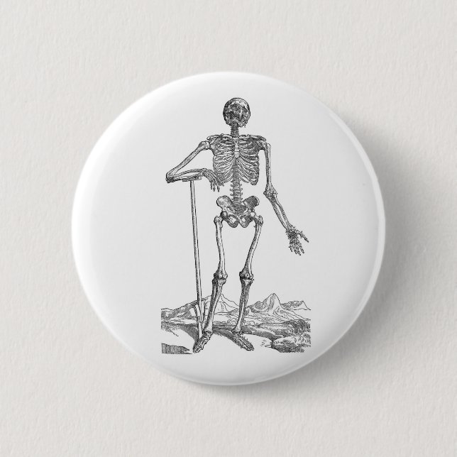 Skeleton with Shovel 6 Cm Round Badge (Front)