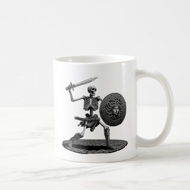 Skeleton with Sword and Shield Coffee Mug (Right)