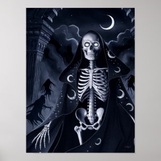 Skeleton Wizard Horror Print Poster Wall Art