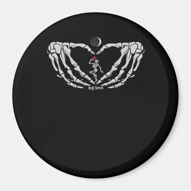 Skeleton Woman With Red In Heart Made Of Hands Fes Magnet (Front)